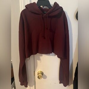 Forever 21 Burgundy Cropped Hoodie